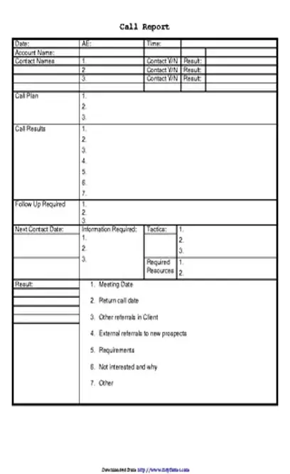 Sales Call Report Template 1