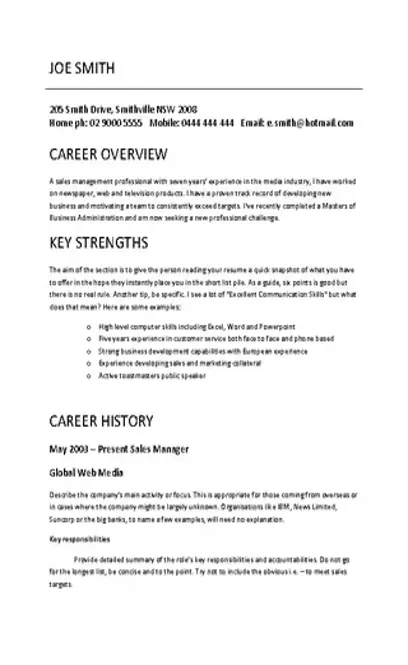 Sales Manager Cv Template