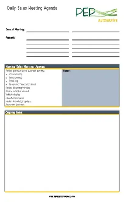 Sales Meeting Agenda Template