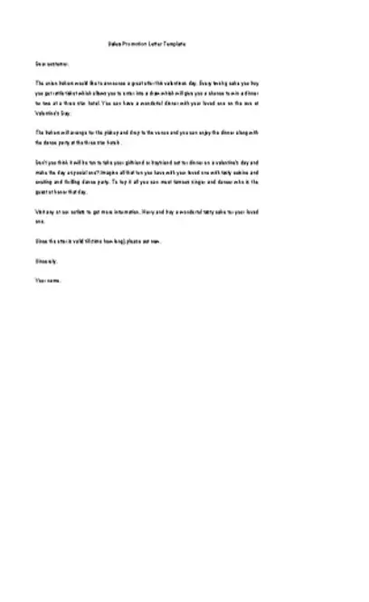 Sales Promotion Letter Sample Word Doc