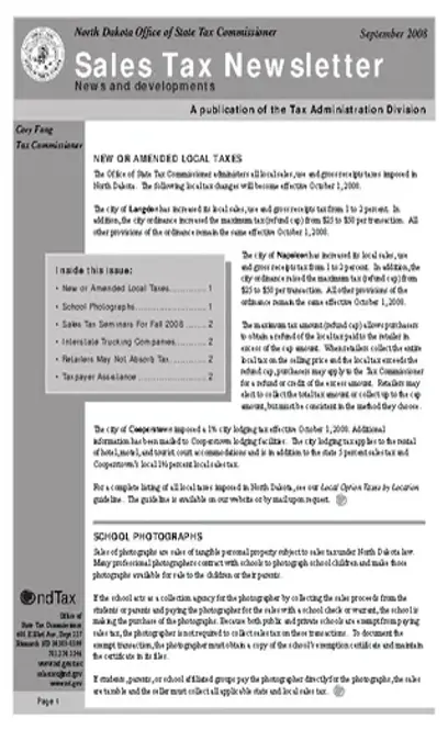 Sales Tax Newsletter