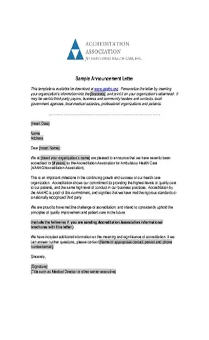 Sample Announcement Letter