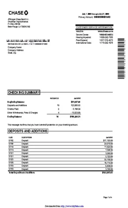 Sample Bank Statement