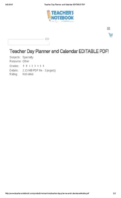 Sample Best Teacher Daily Planner Template