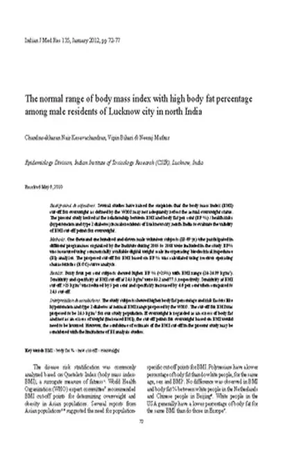 Sample Body Fat Hydration Index Chart