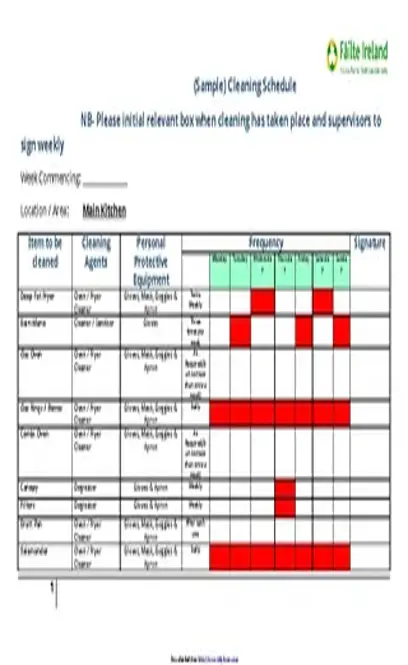 Sample Cleaning Schedule