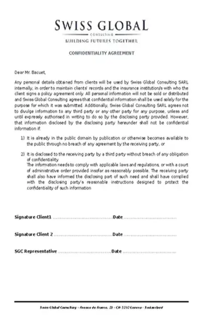 Sample Client Confidentiality Agreement Template