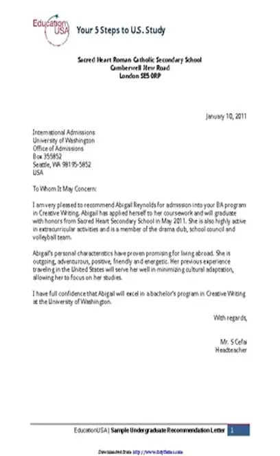 Sample Recommendation Letter