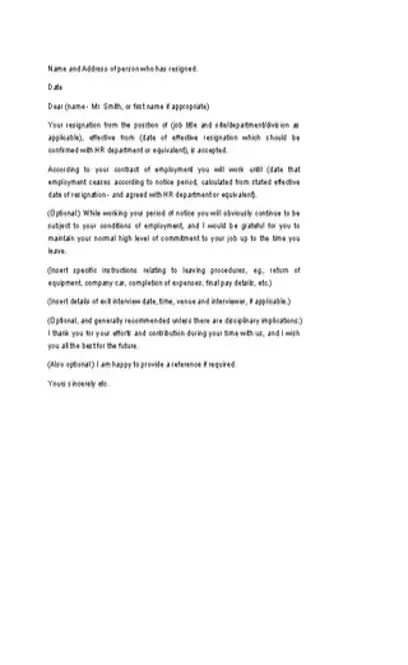 Sample Resignation Letter Format With Notice Period