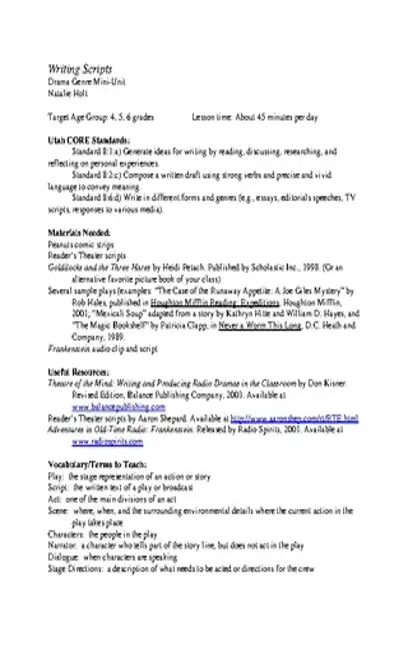 Sample Script Writing Templates For Students Download