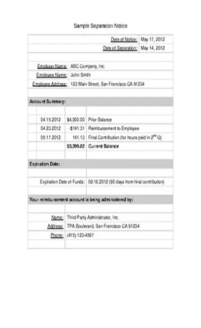 Sample Separation Notice