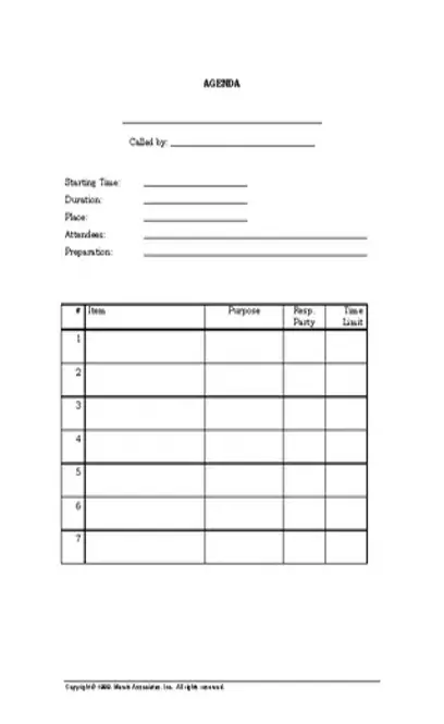 Sample Simple Blank Meeting Agenda Template