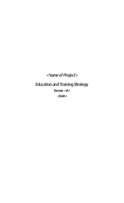 Sample Training Strategy Doc Format Free Download Template