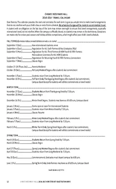 Sample Travel Calendar