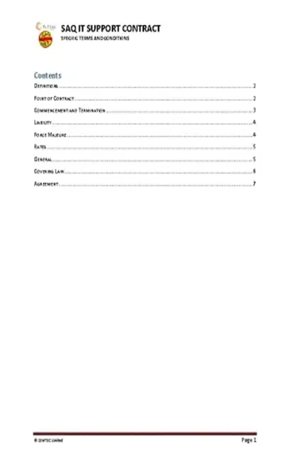 Saq It Support Contract Schedule 1