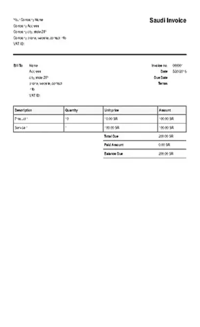 Saudi Invoice Template