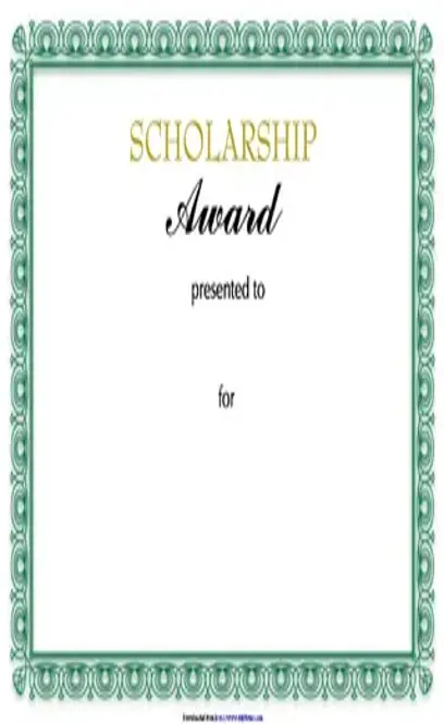 Scholarship Award Certificate