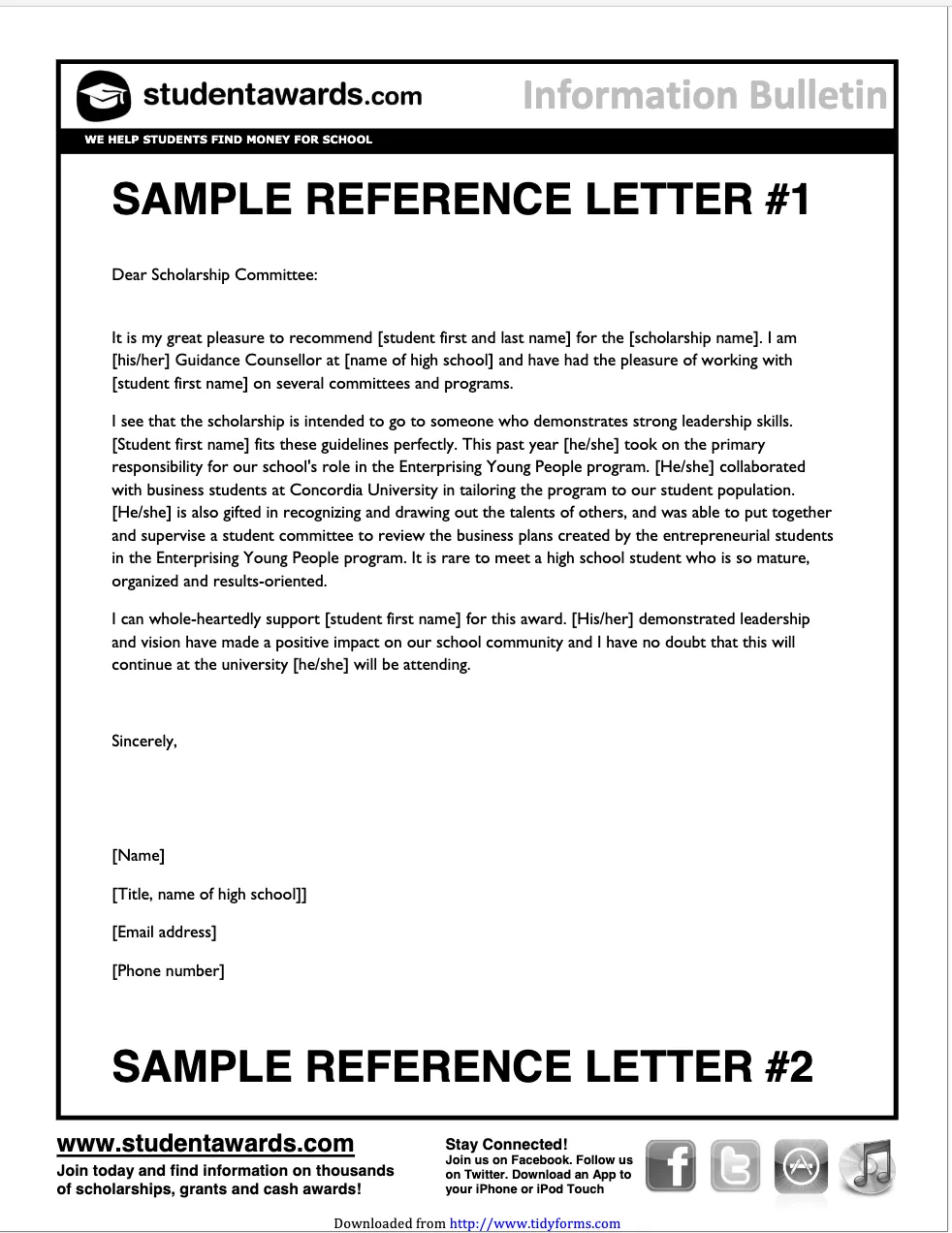 Scholarship Letter Of Recommendation Template