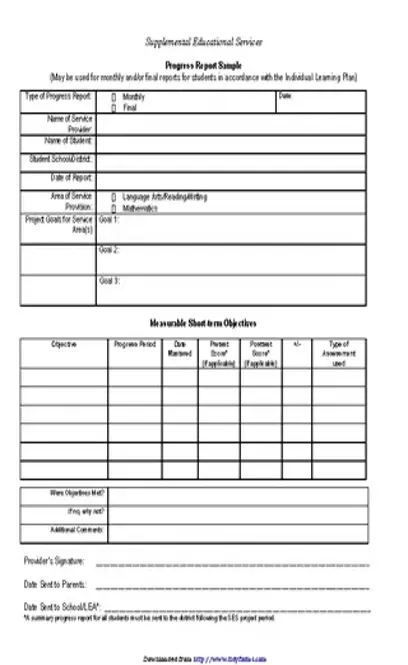 School Progress Report Template