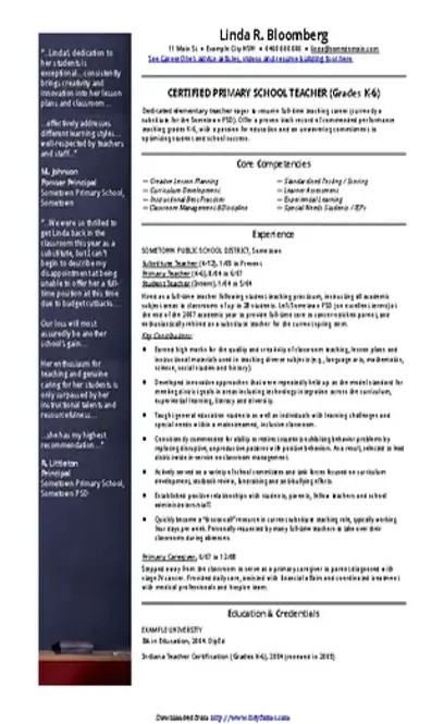 School Teacher Cv Template