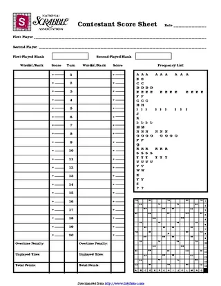 Scrabble Score Sheet 1