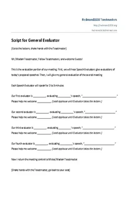 Script General Evaluator And Checklist