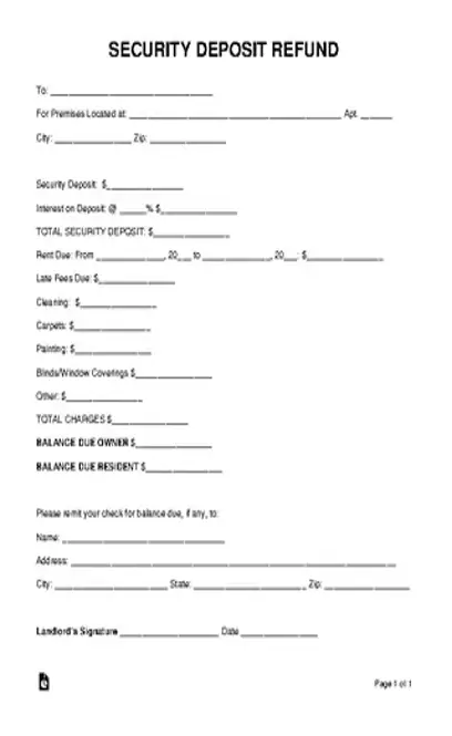 Security Deposit Return Letter Form