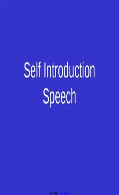 Self Introduction Speech