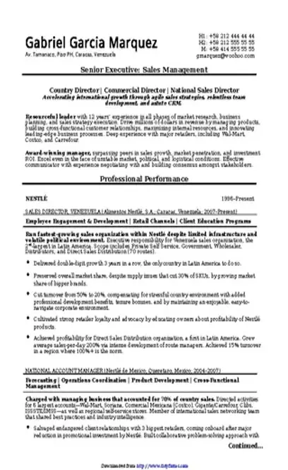 Senior Executive Resume Sample 1