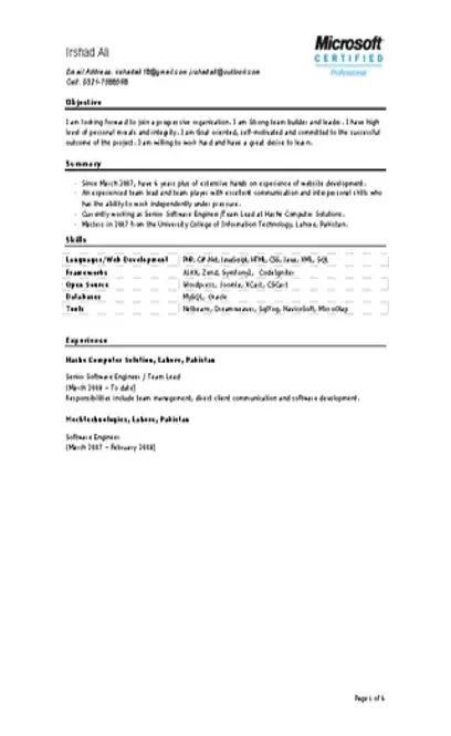 Senior Software Engineer Resume