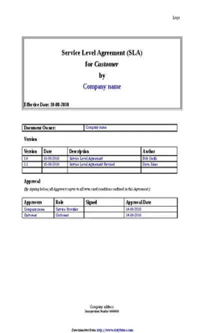 Service Level Agreement Template 1