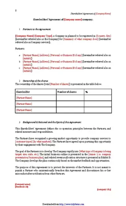 Shareholders Agreement Sample 2