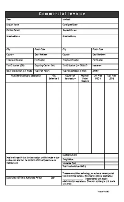 Shipping Invoice Template