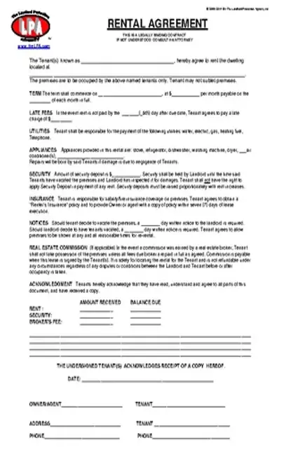 Short Term Residential Rental Agreement