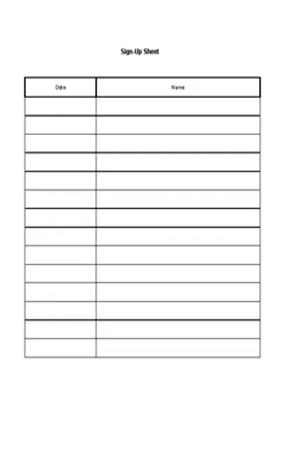 Sign Up Sheet Name And Date