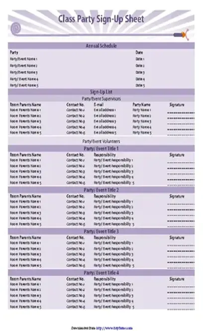 Sign Up Sheet Template 3