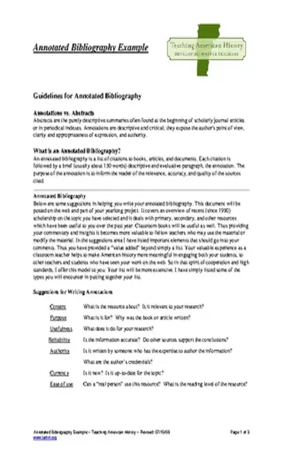 Simple Annotated Bibliography Template Example