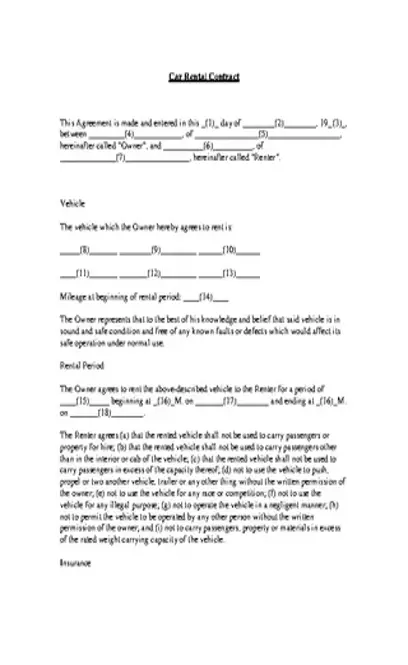 Simple Car Rental Agreement Example