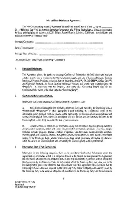 Simple Mutual Non Disclosure Agreement Pdf