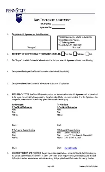 Simple Non Disclosure Agreement Form Free Download