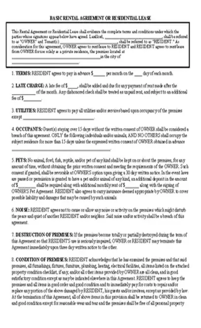 Simple One Page Building Rental Agreement