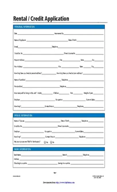 Simple Rental Application Form