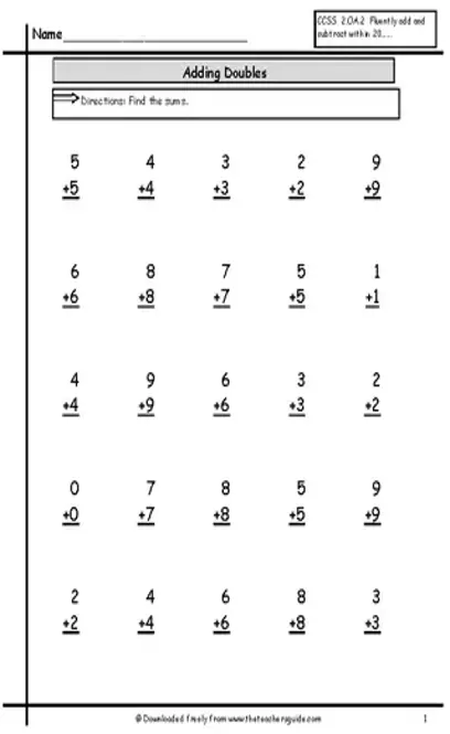 Single Digit Addition Worksheet