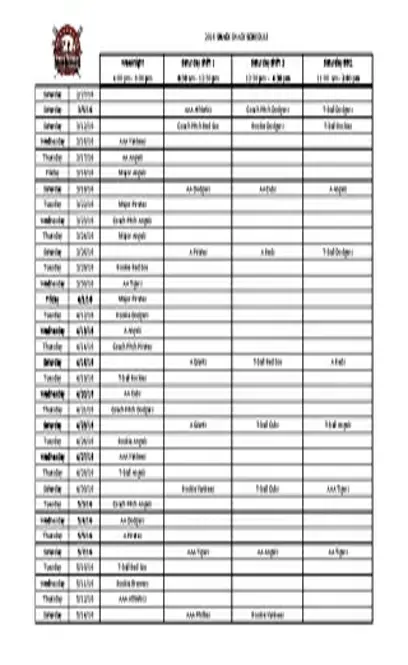 Snack Shack Schedule