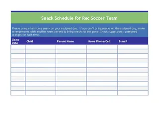 Soccer Snack Schedule Template