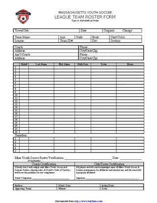 Soccer Team Roster Template