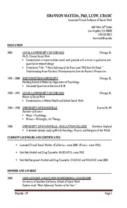 Social Work Cv Template