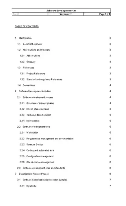 Software Development Project Plan Template