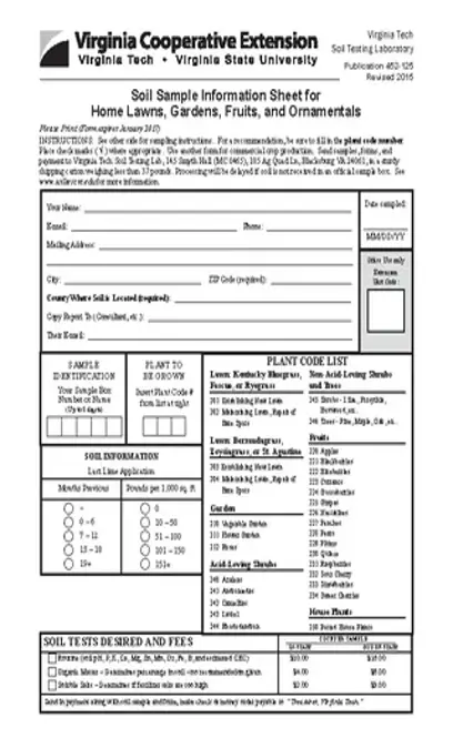 Soil Sample Instruction Sheet Template