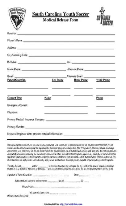 South Carolina Medical Release Form 2